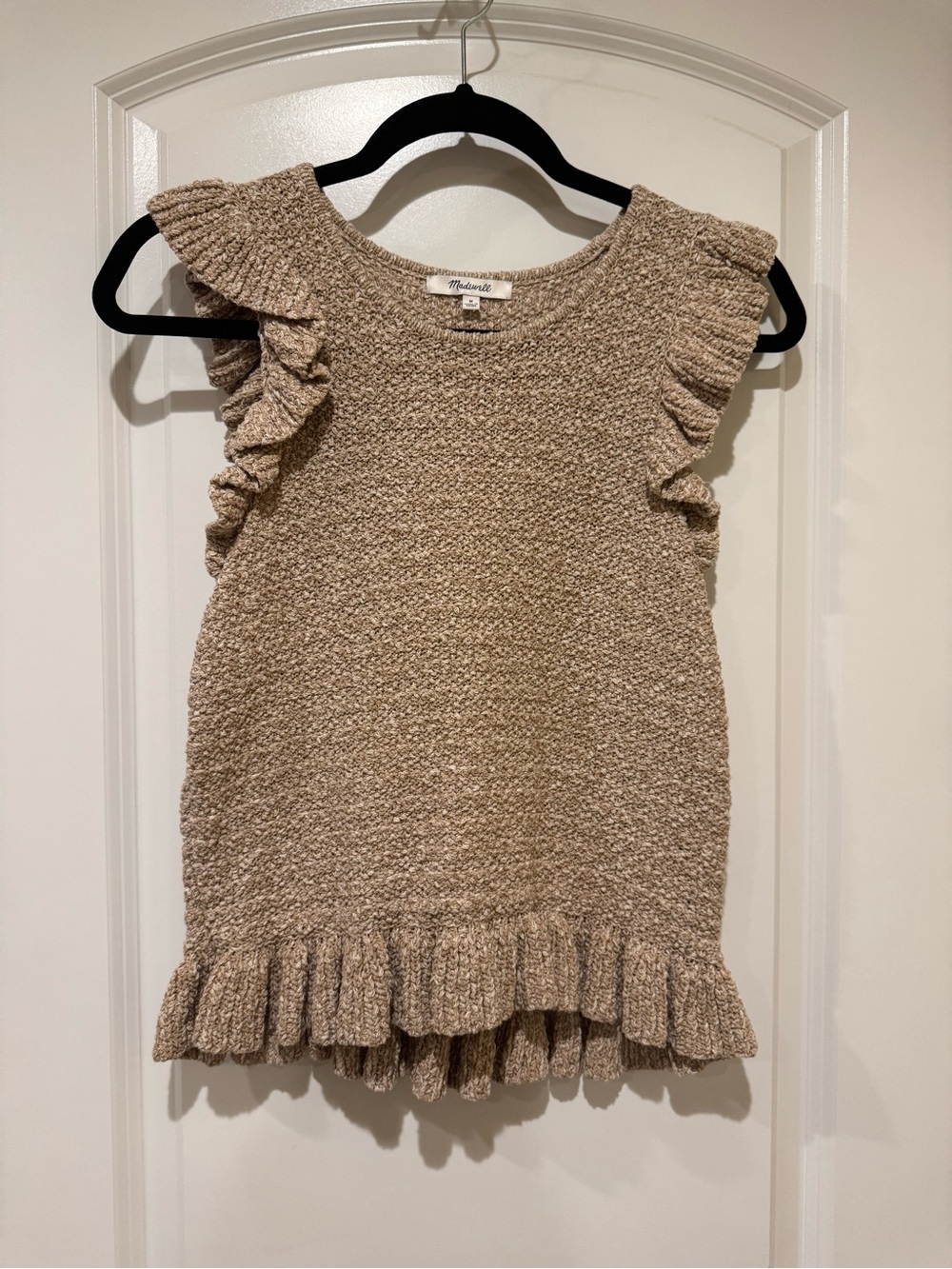 Madewell Beige Ruffle Knit Tank Top
